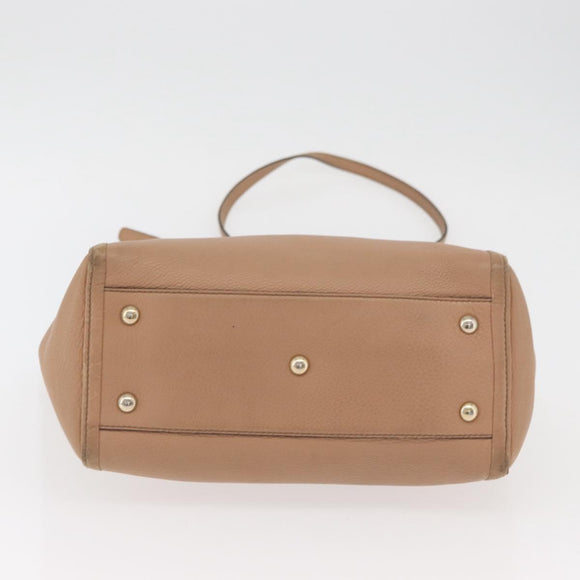 GUCCI Soho Interlocking Hand Bag Leather 2way Gold Beige 369176 Auth ka3592