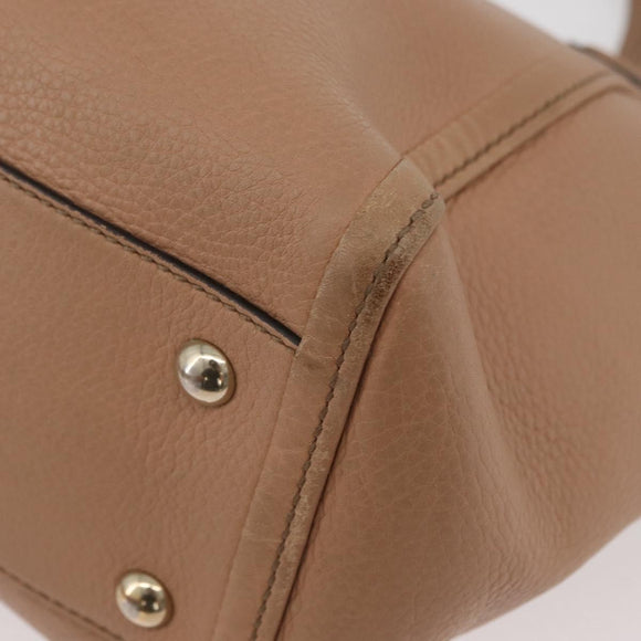GUCCI Soho Interlocking Hand Bag Leather 2way Gold Beige 369176 Auth ka3592
