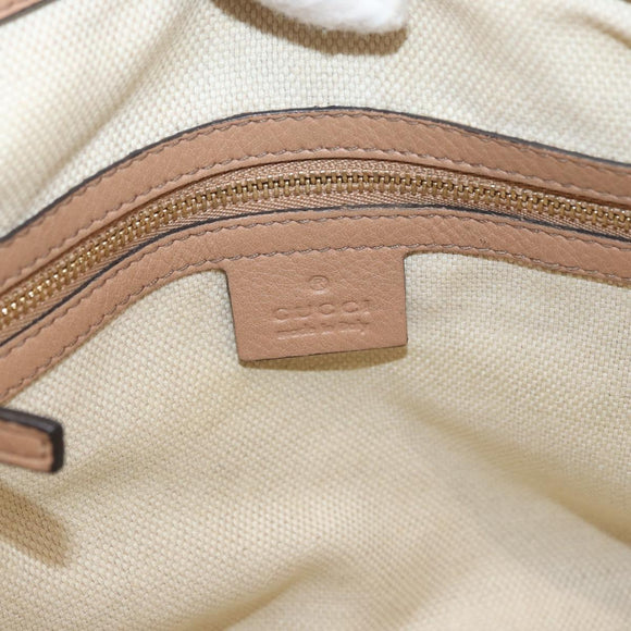 GUCCI Soho Interlocking Hand Bag Leather 2way Gold Beige 369176 Auth ka3592