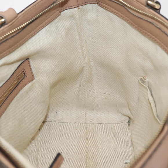 GUCCI Soho Interlocking Hand Bag Leather 2way Gold Beige 369176 Auth ka3592