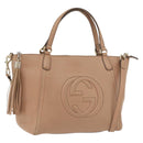 GUCCI Soho Interlocking Hand Bag Leather 2way Gold Beige 369176 Auth ka3592-1
