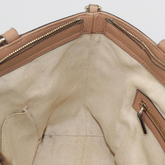 GUCCI Soho Interlocking Hand Bag Leather 2way Gold Beige 369176 Auth ka3592
