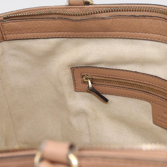 GUCCI Soho Interlocking Hand Bag Leather 2way Gold Beige 369176 Auth ka3592