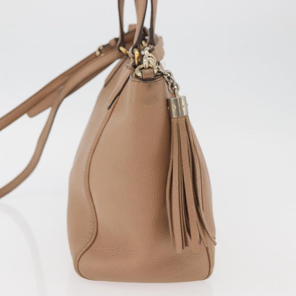 GUCCI Soho Interlocking Hand Bag Leather 2way Gold Beige 369176 Auth ka3592