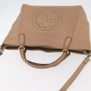 GUCCI Soho Interlocking Hand Bag Leather 2way Gold Beige 369176 Auth ka3592-6