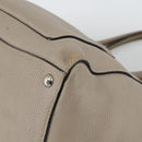 PRADA Tote Bag Leer Grijs Zilver Auth ka3597-14