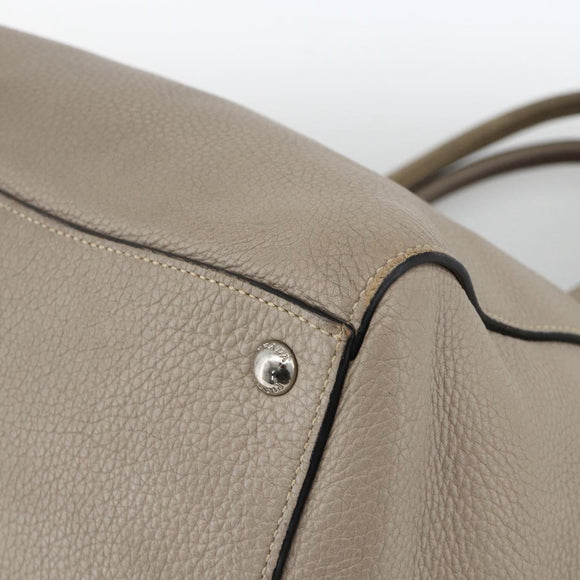 PRADA Tote Bag Leer Grijs Zilver Auth ka3597