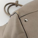 PRADA Tote Bag Leer Grijs Zilver Auth ka3597-17