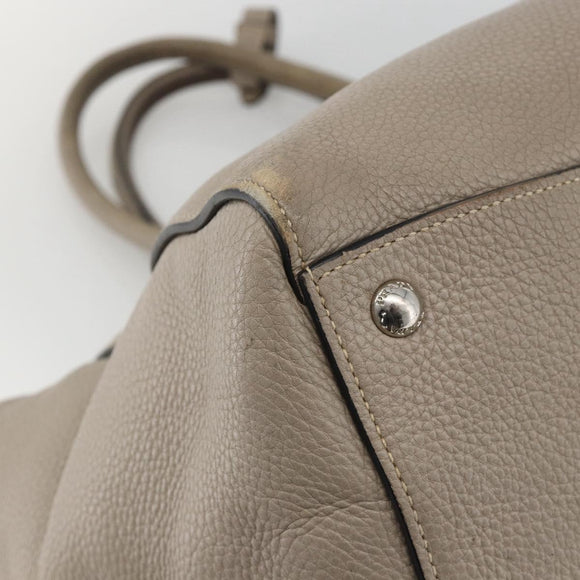 PRADA Tote Bag Leer Grijs Zilver Auth ka3597