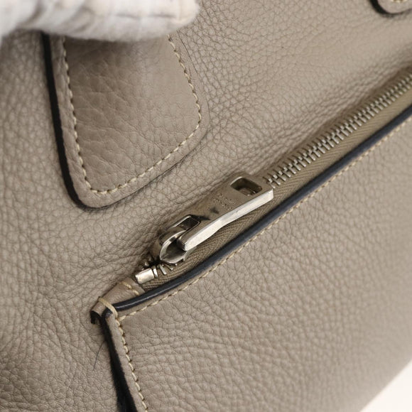 PRADA Tote Bag Leer Grijs Zilver Auth ka3597