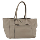 PRADA Tote Bag Leer Grijs Zilver Auth ka3597-1