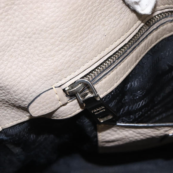 PRADA Tote Bag Leer Grijs Zilver Auth ka3597