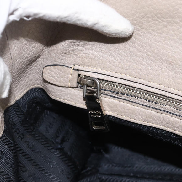 PRADA Tote Bag Leer Grijs Zilver Auth ka3597