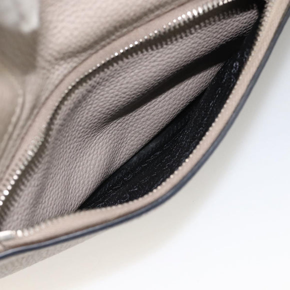 PRADA Tote Bag Leer Grijs Zilver Auth ka3597