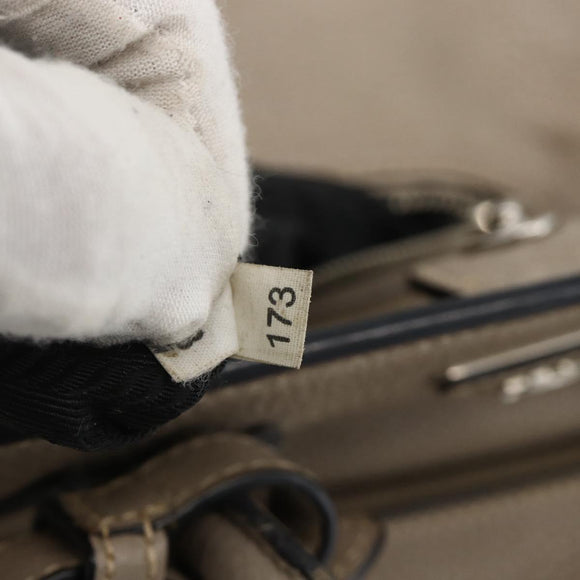 PRADA Tote Bag Leer Grijs Zilver Auth ka3597