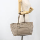 PRADA Tote Bag Leer Grijs Zilver Auth ka3597-29