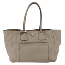 PRADA Tote Bag Leer Grijs Zilver Auth ka3597-13