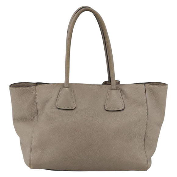 PRADA Tote Bag Leer Grijs Zilver Auth ka3597