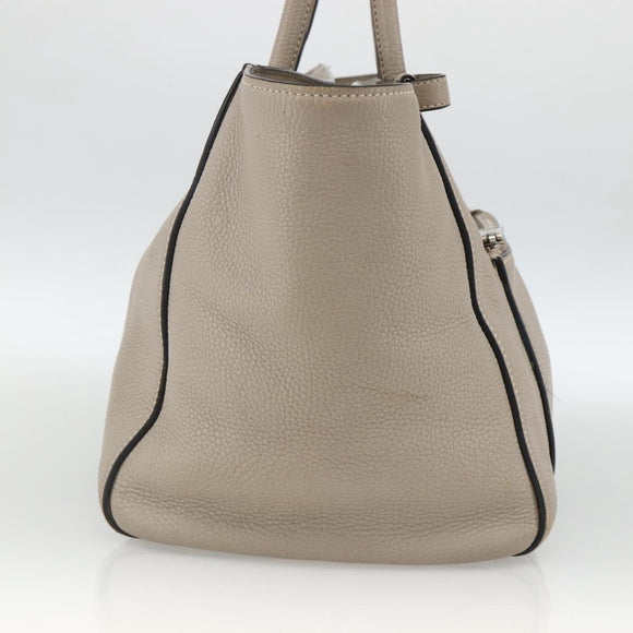 PRADA Tote Bag Leer Grijs Zilver Auth ka3597