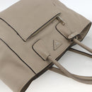 PRADA Tote Bag Leer Grijs Zilver Auth ka3597-6