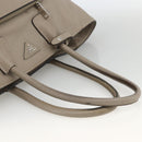 PRADA Tote Bag Leer Grijs Zilver Auth ka3597-7