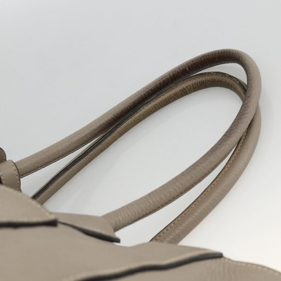 PRADA Tote Bag Leer Grijs Zilver Auth ka3597