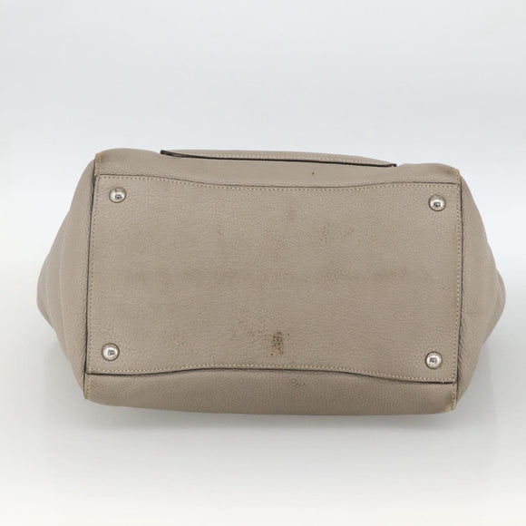 PRADA Tote Bag Leer Grijs Zilver Auth ka3597