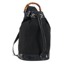 GUCCI Bamboo Shoulder Bag Nylon Black Silver 003 2113 0036 Auth ka360-1