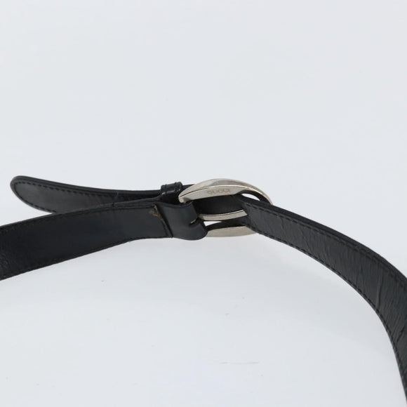 GUCCI Bamboo Shoulder Bag Nylon Black Silver 003 2113 0036 Auth ka360