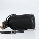 GUCCI Bamboo Shoulder Bag Nylon Black Silver 003 2113 0036 Auth ka360-5