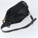 GUCCI Bamboo Shoulder Bag Nylon Black Silver 003 2113 0036 Auth ka360-9