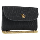 Christian Dior Honeycomb Canvas Chain Shoulder Bag Beige Gold Auth ka3601A-1