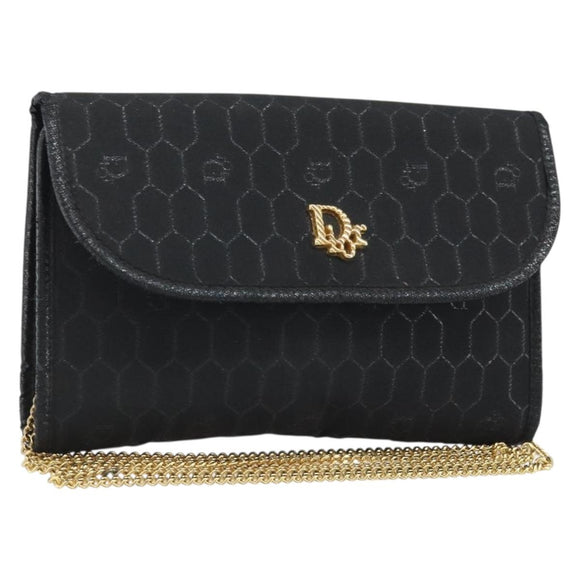 Christian Dior Honeycomb Canvas Chain Shoulder Bag Beige Gold Auth ka3601A