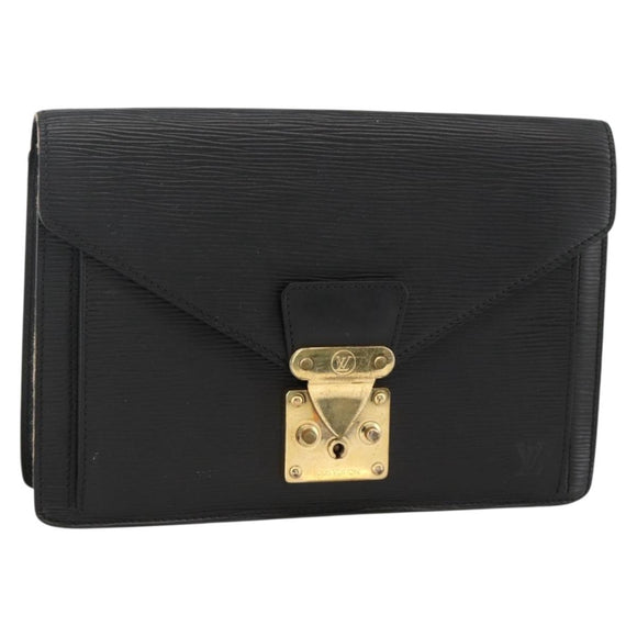 LOUIS VUITTON Epi Serie Dragonne Clutch Bag Black Noir M52612 LV Auth ka3605