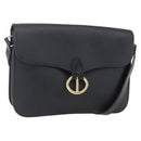 Christian Dior Honeycomb Canvas Shoulder Bag PVC Black Gold Auth ka361-1