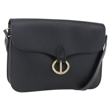 Christian Dior Honeycomb Canvas Shoulder Bag PVC Black Gold Auth ka361