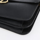 Christian Dior Honeycomb Canvas Shoulder Bag PVC Black Gold Auth ka361-9