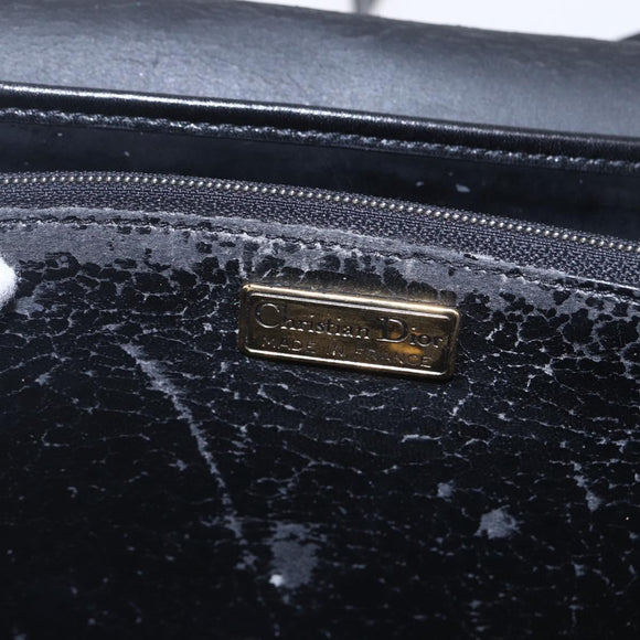 Christian Dior Honeycomb Canvas Shoulder Bag PVC Black Gold Auth ka361