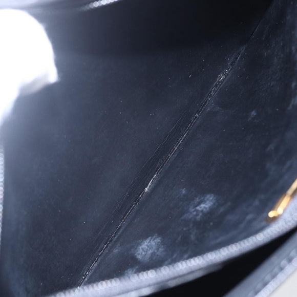 Christian Dior Honeycomb Canvas Shoulder Bag PVC Black Gold Auth ka361