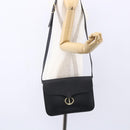 Christian Dior Honeycomb Canvas Shoulder Bag PVC Black Gold Auth ka361-21