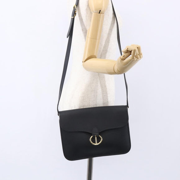 Christian Dior Honeycomb Canvas Shoulder Bag PVC Black Gold Auth ka361