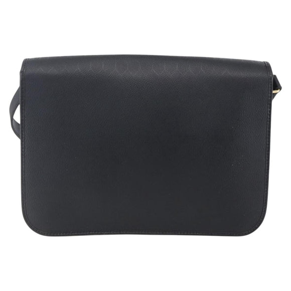 Christian Dior Honeycomb Canvas Shoulder Bag PVC Black Gold Auth ka361