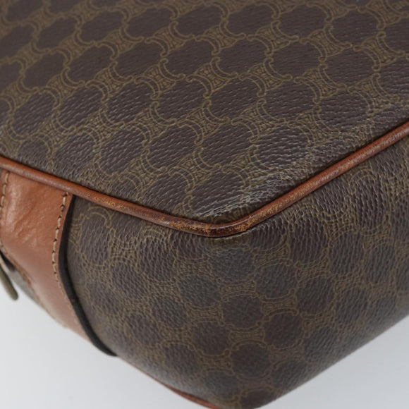 CELINE Macadam Canvas Shoulder Bag PVC Leather Brown Gold Auth ka3621