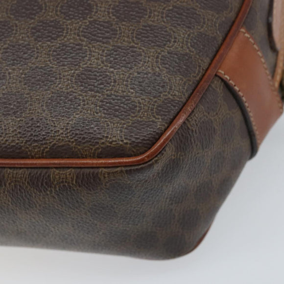 CELINE Macadam Canvas Shoulder Bag PVC Leather Brown Gold Auth ka3621