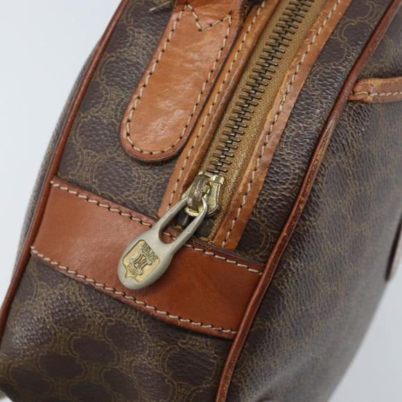 CELINE Macadam Canvas Shoulder Bag PVC Leather Brown Gold Auth ka3621