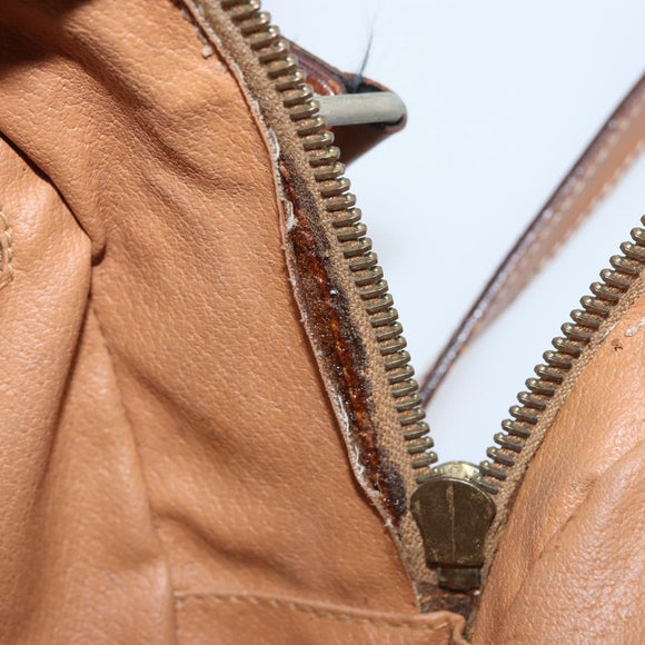 CELINE Macadam Canvas Shoulder Bag PVC Leather Brown Gold Auth ka3621