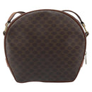 CELINE Macadam Canvas Shoulder Bag PVC Leather Brown Gold Auth ka3621-2