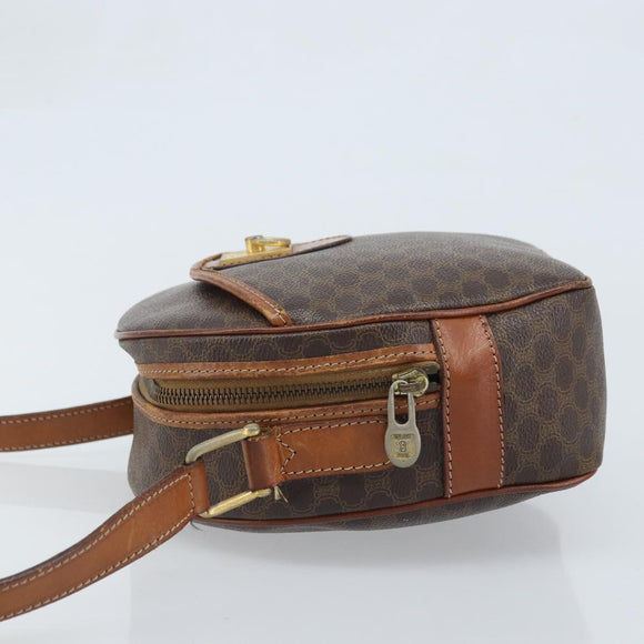 CELINE Macadam Canvas Shoulder Bag PVC Leather Brown Gold Auth ka3621