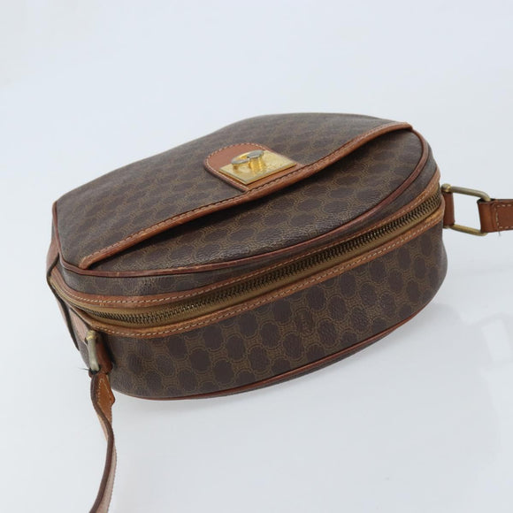 CELINE Macadam Canvas Shoulder Bag PVC Leather Brown Gold Auth ka3621