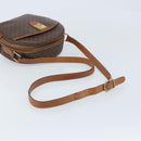 CELINE Macadam Canvas Shoulder Bag PVC Leather Brown Gold Auth ka3621-7